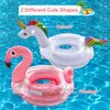 Fudragtn Inflatable Flamingo Unicorn Pool Floats for Kids, 2 Pack Swim Rings with Safety Seat and Handle, Pool Tubes for Floating, Fun Beach Floaties, Summer Party Pool Toys for Toddlers