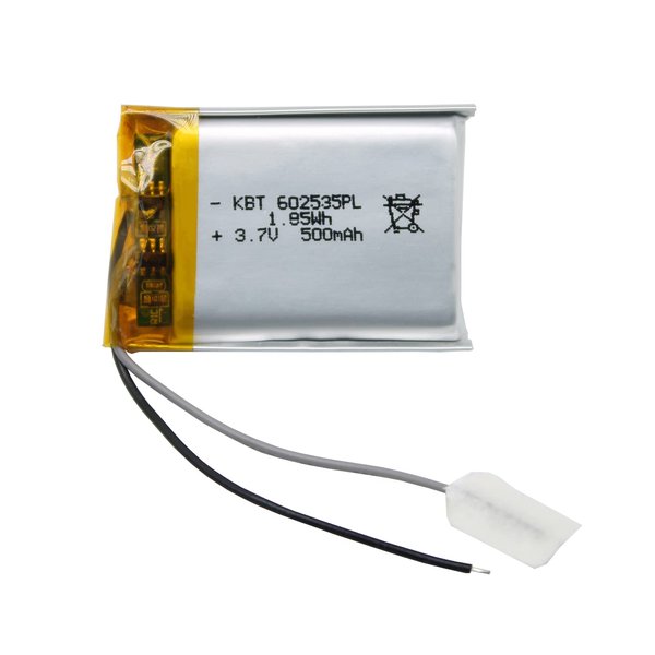 KBT 3.7V 500mAh Li-Polymer Battery: 602535 Lipo Rechargeable Lithium-ion Replacement Batteries