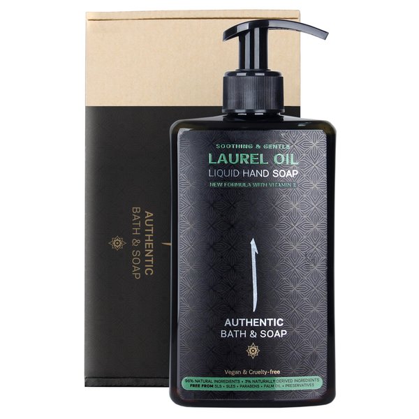AUTHENTIC BATH & SOAP Natural - Laurel Oil Liquid Hand Soap - Gentle Soothing for Sensitive skin, with Vitamin E, Biodegradable, Vegan, Cruelty Free, Paraben & Sulfate Free, SLS & SLES Free 16.9 Fl Oz