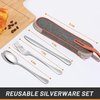 Ansukow 4-Piece Travel Utensils With Case, 18/8 Stainless Steel Reusable Camping Silverware Set for Lunch Box, Dorm, Work, School, Picnic