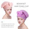 Haomye Bow Microfiber Hair Drying Towel Absorbent Hair Drying Cap Soft Hair Towel Cap Bowknot Drying Towel Cap Quick Dry Hair Turban Anti Frizz Shower Cap for Women and Girls 2Pcs