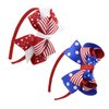4th of July Headband Hair Bows for Girls Big Hair Bow Hair Accessories Fourth of July Accessories Independence Day Party Hair Decorations American Flag Star Design Red White Blue Headbands 1Pcs