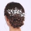 Jumwrit Wedding Hair Comb Rhinestone Teardrop Hair Comb Pearl Flower Hair Comb Bridal Headpiece for Wedding Brides Bridesmaids Hair Accessories(Silver)