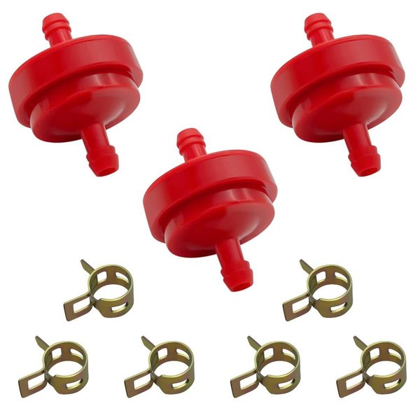 Strongthium Lawn Mower 1/4 Inch ID Inline Gas Fuel Filter Replacement for Briggs Stratton 298090 298090S 298090 394358 394358s 56679 56679MA 7014359YP x3 with Fuel Clamps x6