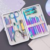 Manicure Set Nail Clippers Set Pedicure 18 Pieces Stainless Steel Manicure Kit Professional Grooming Care Tools Nose Hair Scissors Nail File.The Best Gift with Luxurious Case (Rainbow_18)