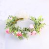 Vivivalue Women Flower Crown Flower Garland Headband Hair Wreath Floral Headpiece Halo Boho with Ribbon Wedding Party Photos Pink