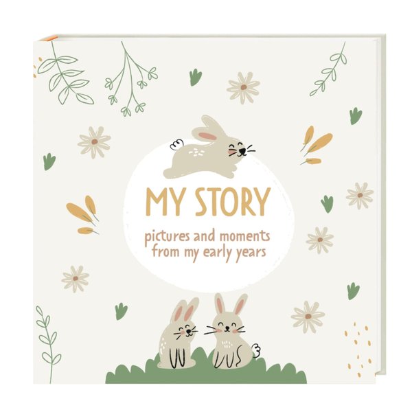 HuBorns - Baby Book Keepsake to Paste Photos and Writing with +50 Pages and Stickers - Baby Memory Book from the First Year to 5th - Ideal for Newborn Gifts, Baby Shower Gifts and Gender Reveal Gifts