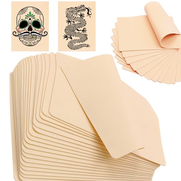 Tattoo Fake Skin - Yugui 15pcs Fake Skin Practice Tattoo 7.4×5.6in Tattoo Practice Skins Double Sides Tattoo Fake Skin for Tattooing and Microblading Eyebrow for Tattoo Kit Tattoo Supplies