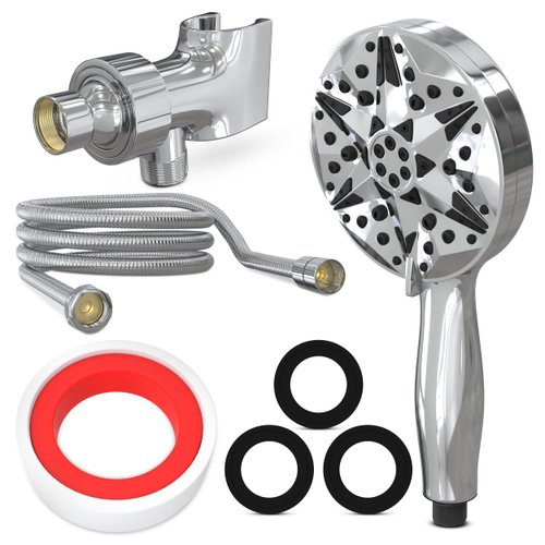 Regiis Handheld Shower Head: 10-in-1 Easy to Install High-Pressure Shower Head with Handheld Hose Attachment and 2 x Water Savers for Customizable Water Flow