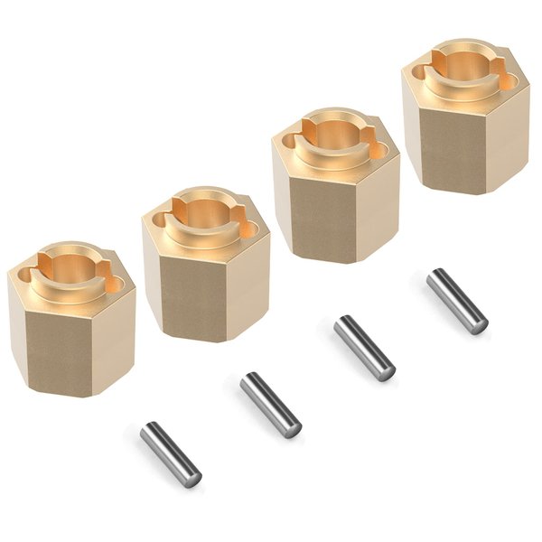 COOWOO Brass Wheel Hex Hub 6mm Extender Adaptor Upgrade Parts for 1/18 TRX-4M or 1/24 SCX24 RC Crawler Cars Set of 4