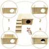 Hamster Wooden House with Ladder Small Animal Hideout Activity Platform Exercise Climbing Hut Natural Living Wooden Room for Hamster Gerbil Guinea Pig Mice