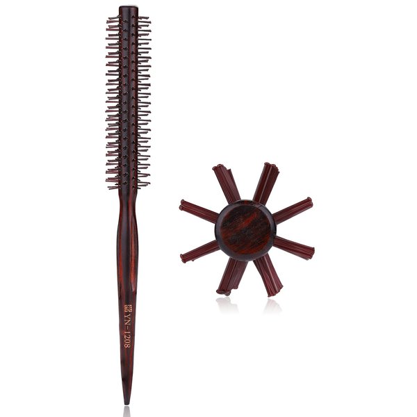 PERFEHAIR Small Round Hair Brush for Blow-drying, 1 Inch, Nylon Bristle Roller Hairbrush for Styling Men's & Women's Short, Thin, Fine Hair or Beard