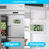 JUZITAO 4PCS Refrigerator Fridge Thermometer Digital Freezer Room Thermometer Waterproof Indoor Thermometer with Hook, Large LCD Display White