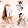 NCMAMA 2Pcs Hair Bows for Girls Hair Clip White Silk Hair Bow Ribbon Hair Accessories for Women Toddlers Infant Teens Kids