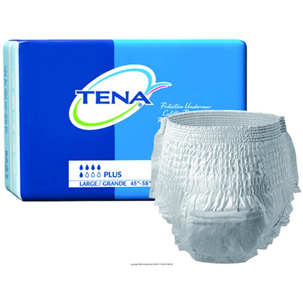 Tena Protective Underwear, Plus Absorbency, Tena Prtv Undrwr Pl Lg, (1 CASE, 72 Each)