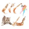 AiduduPet Cat Feather Toys Refills Cat Wand Replacement 6Pcs,Cat Teaser Wand Refills with Feather and Silvervine Sticks for Indoor Cat Chew Toy,Interactive Cat Wand Toy Refills