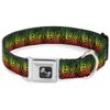 Buckle-Down Seatbelt Buckle Dog Collar - Zebra Head Rasta - 1.5" Wide - Fits 16-23" Neck - Medium