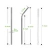 Set of 10 Stainless Steel Straws, HuaQi Bent Reusable Drinking Straws 10.5'' Long 0.24‘’ Dia for 30 oz Tumbler and 20 oz Tumbler, 2 Cleaning Brush Included