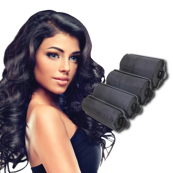 DONNA Satin Foam Rollers for Black Hair, Multi-Size Hair Styling Clips and Heatless Curlers