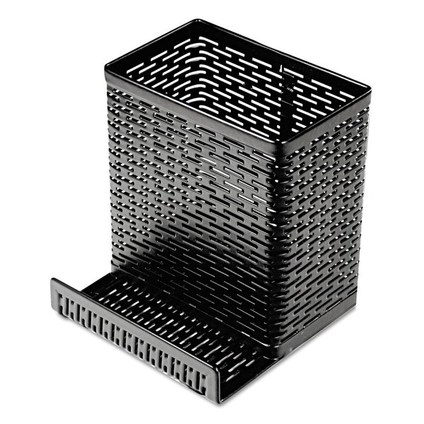 Artistic Urban Collection Punched Metal Pencil Cup with Cell Stand, Black (ART20014)