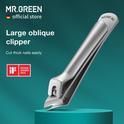 MR.GREEN Oblique Toenail Clipper Stainless Steel Pedicure Tools Good at Cutting Thick and Hard Nails Professional Ingrown Nail Cutter (Nail Clipper+Nail File)