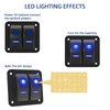 Waterproof 2 Gang Aluminum Toggle Switch Panel, 12V/24V Rocker Switch Panel, On-Off Car Boat Switch, Blue LED Pre-Wired Switch Panel for Marine Boat Automotive Car RV Truck Vehicles
