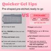 600Pcs Extra Short XXS Square Gel Nail Tips,SINOKAME Small Petite Pre-etched Full Cover Fake Nails for Short Regular Nail Beds, Extra Short Squoval Clear Press on Glue on Acrylic Nails Extension