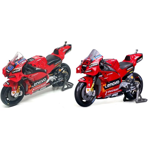 Desmosedici GP #43 Jack Miller and #63 Francesco Bagnaia Team Champions MotoGP World Championship (2022) Set of 2 Motorcycles 1/18 Diecast Models 34391