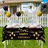 Trgowaul Birthday Party Decorations for Men Women - Black Gold Happy Birthday Banner Backdrop, 2 Pcs Happy Birthday Tablecloth, 60 Pc Latex Confetti Balloons, Birthday Party Supplies in Black Gold
