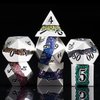 Maywin Polyhedral Metal Dice Set,7pcs Set Glitter Stripe DND Dice with Gift Box for RPG