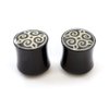 Pair of Ear Plugs Made of Organic Bone with Mandala Design