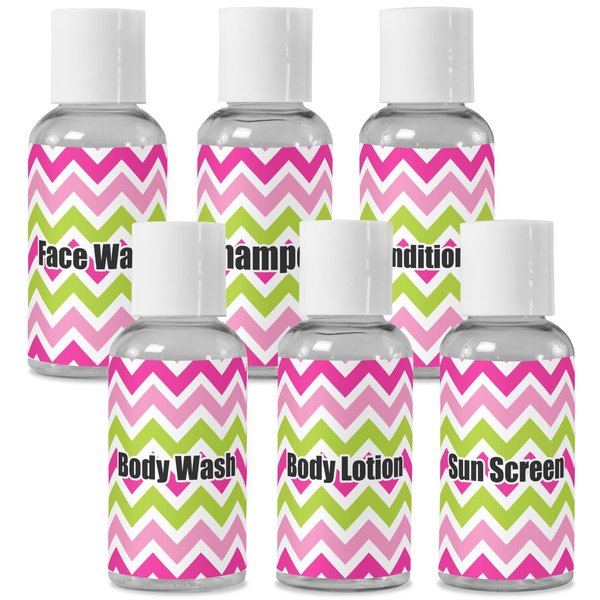 YouCustomizeIt Personalized Pink & Green Chevron Travel Bottles