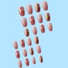 Hkanlre Pink Press on Nails Tips Medium Jelly Fake Nails Coffin Full Cover Ballerina Rose False Nails for Women and Girls 24PCS