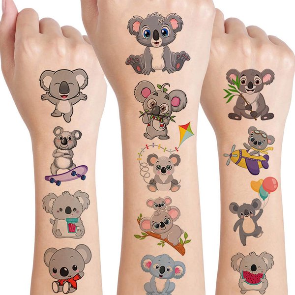 12 Sheet Koala Temporary Tattoos for Kids, Koala Birthday Party Supplies Decorations Cute Small Animal Fake Tattoos Stickers Koala Party Favors for Girls Boys Children Goodie Bag Fillers Party Gifts