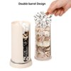 FABROK Plastic Portable Scrunchie Holder, Double Barrel Design Hair Tie Accessories Stand, Clear Bathroom Jars for Scrunchie, Hair Accessory, Round Cotton Pads（Cream-2PCS）