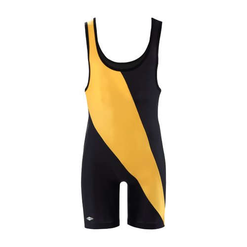 Matman Wrestling Singlet Men's Chest Sweep Weightlifting Singlet Nylon Spandex (Gold, 4X-Small)