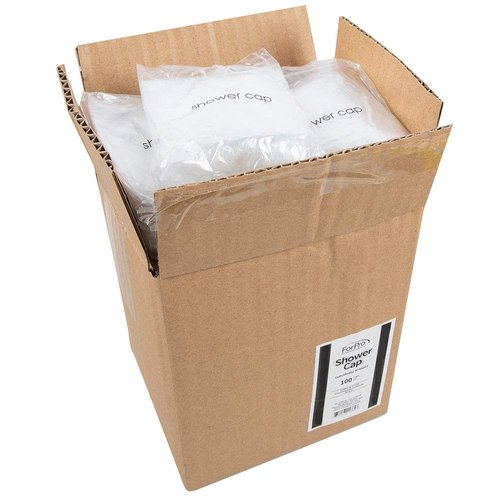 ForPro Disposable Shower Cap, Individually Wrapped, Waterproof, Clear Plastic Shower Caps, 100-Count