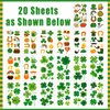 Partywind 20 Sheets St Patrick's Day Tattoos for Kids Gifts, 156 Styles Saint Patrick's Day Irish Decorations Accessories, Shamrock Tattoos Stickers Party Supplies for Green Day Party Games