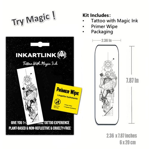 INKARTLINK Temporary Tattoos, Semi Permanent Tattoo Adult Art Design Waterproof Temp Tattoo Party Favors Tattoo Stickers Realistic Look, No Adhesive, Lasts 1-2 Weeks Black (Atlas)
