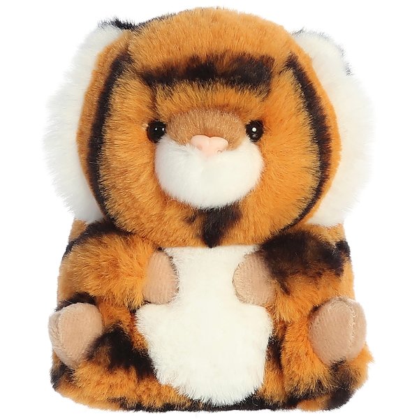 Aurora® Round Rolly Pet™ Terrific Tiger™ Stuffed Animal - Adorable Companions - On-The-Go Fun - Orange 5 Inches