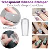 Nail Stamper Nail Art Brushes, French Tip Nail Stamp Clear Nail Art Stamper Jelly with Scraper, 7pcs Nail Pen Brushes, Soft Silicone Stamper Printer DIY French Tip Nail Stamping Manicure Tool