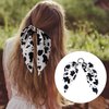 Pndeyo 2pcs Cow Print Hair Band for Women, Non-Slip Elastic Print Hair Ties Scrunchies, Rabbit Bunny Ear Bow Ponytail Holder Hair Ropes Halloween Accessories for Curly Straight Thin Thick Fine Hair