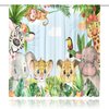 MESHELLY Kids Cartoon Safari Animals Curtains 42Wx63H Inch Rod Pocket Woodland Jungle Lion Elephant for Baby Boys Bedroom Decor Children Nursery Girls Playroom Window Drapes Fabric 2 Panels