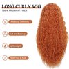Orange Curly Wig for Women 26 Inch Long Curly Wigs Synthetic Ginger Orange Middle Part Curly Wigs for Women Daily Party Cosplay Use