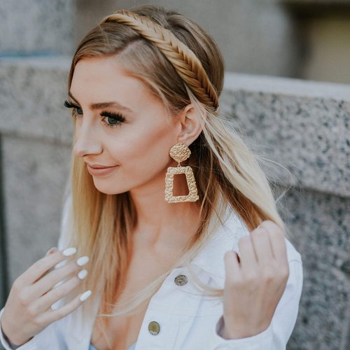 Madison Braids Women's Headband Hair Braid Natural Looking Synthetic Hair Piece Extension - Arisa Fishtail - Platinum