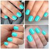 AddFavor Short Press on Nails Square Round Short Fake Nails Glossy Full Cover Acrylic Artificial Glue on Nails for Women, 240pcs/pack Turquoise Nails, Sticky Tabs, Nail File