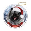Holiday Pet Gifts Keeshond Santa Hat Dog Porcelain Christmas Tree Ornament