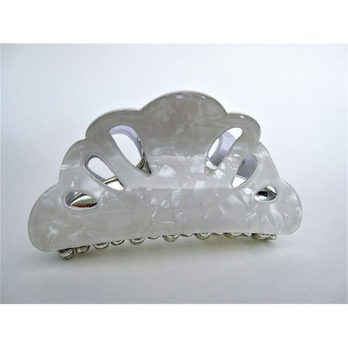 Generic Pearl white and gold acrylic hair claw clamp clip fine thin hair