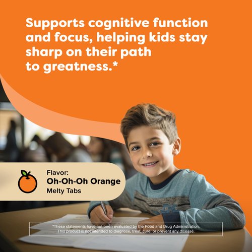 Renzo's Bright & Brainy Vitamin B6, Dissolving Kids Vitamin B6, 60 Sugar-Free Melty Tabs, Oh Oh Oh Orange Flavored