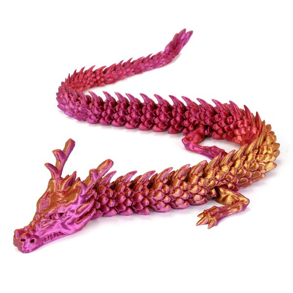 LYROYREG 3D Printed Dragon, 17.7 Inch Articulated Dragon, Crystal Dragon, Dragon Fidget Toy (M), Red